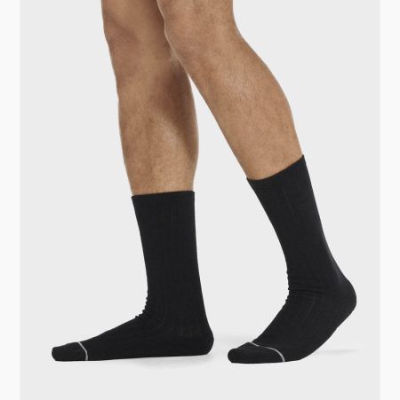 UGG Murphy Ribbed Crew 2 Pack Black Socks for Men (XKHR45983)